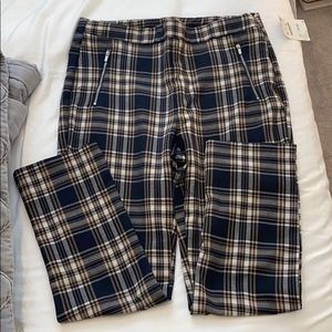 Navy/Taupe plaid business pants